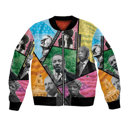 Civil Rights Leader Bomber Jacket Black History Tribute - African Pride