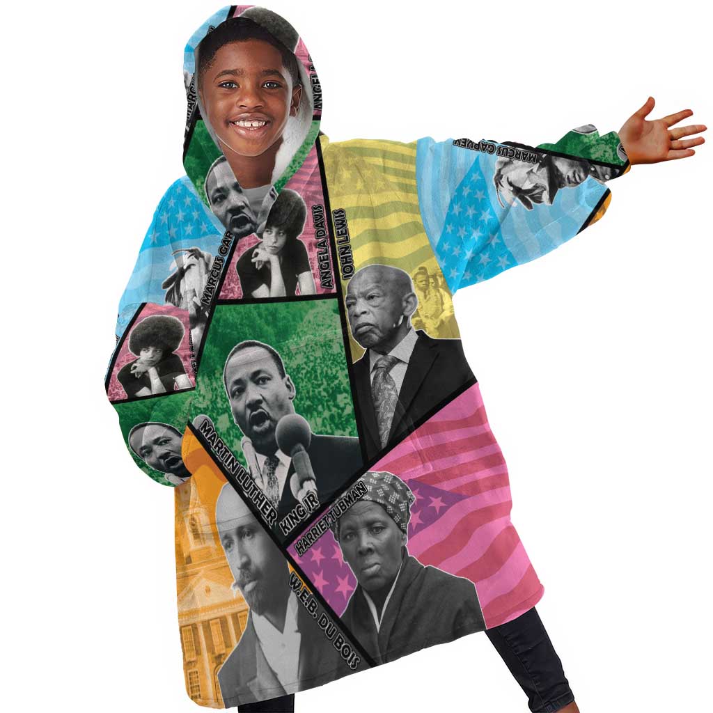 Civil Rights Leader Kid Wearable Blanket Hoodie Black History Tribute - African Pride