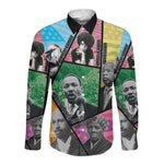 Civil Rights Leader Long Sleeve Button Shirt Black History Tribute - African Pride