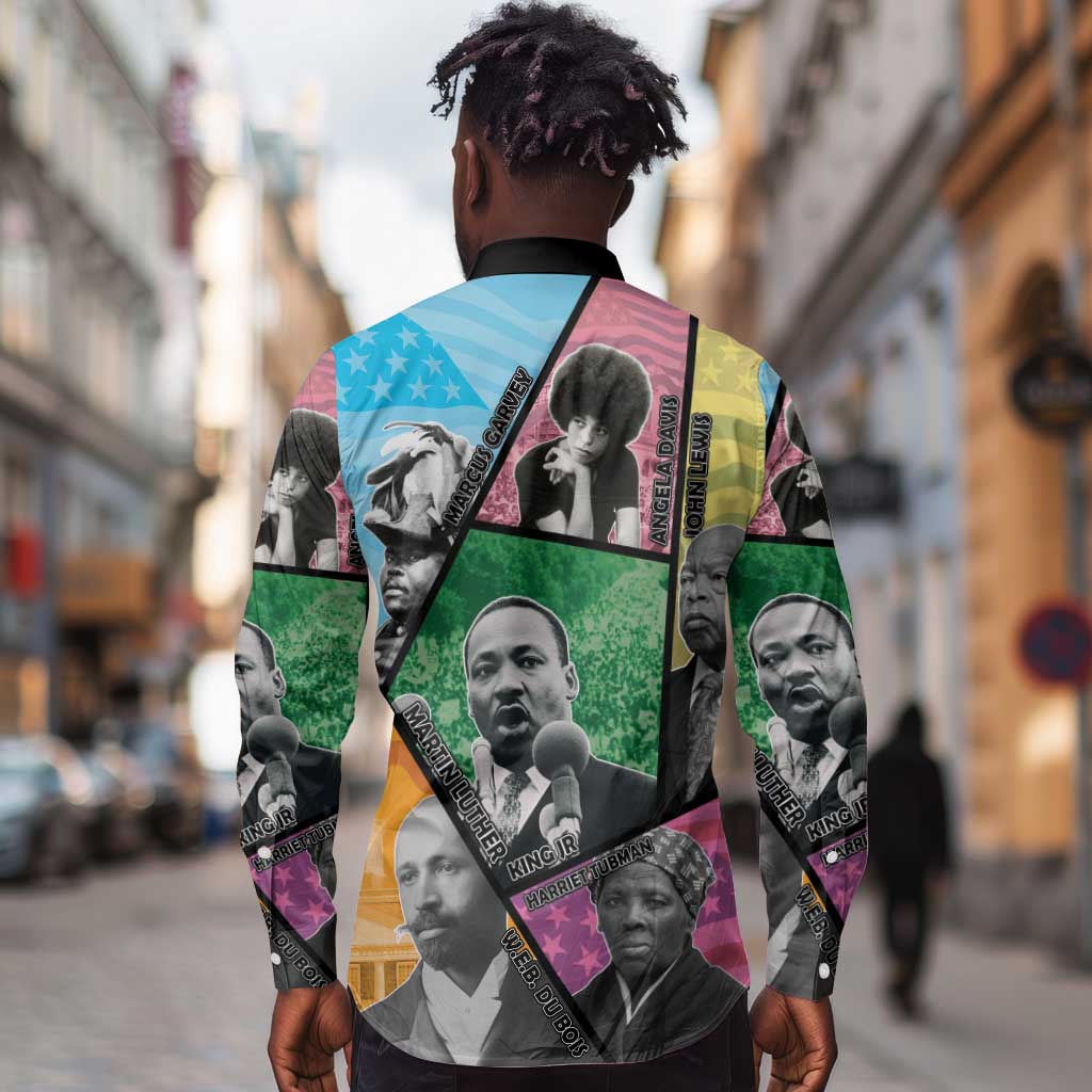 Civil Rights Leader Long Sleeve Button Shirt Black History Tribute - African Pride