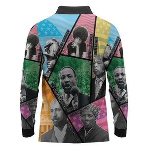 Civil Rights Leader Long Sleeve Polo Shirt Black History Tribute - African Pride