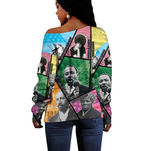 Civil Rights Leader Off Shoulder Sweater Black History Tribute - African Pride