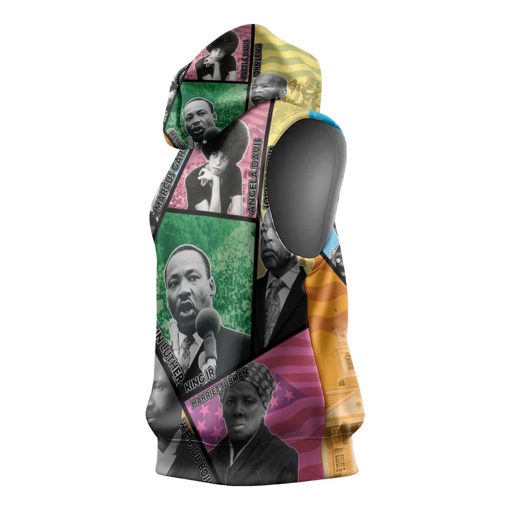 Civil Rights Leader Sleeveless Hoodie Black History Tribute - African Pride