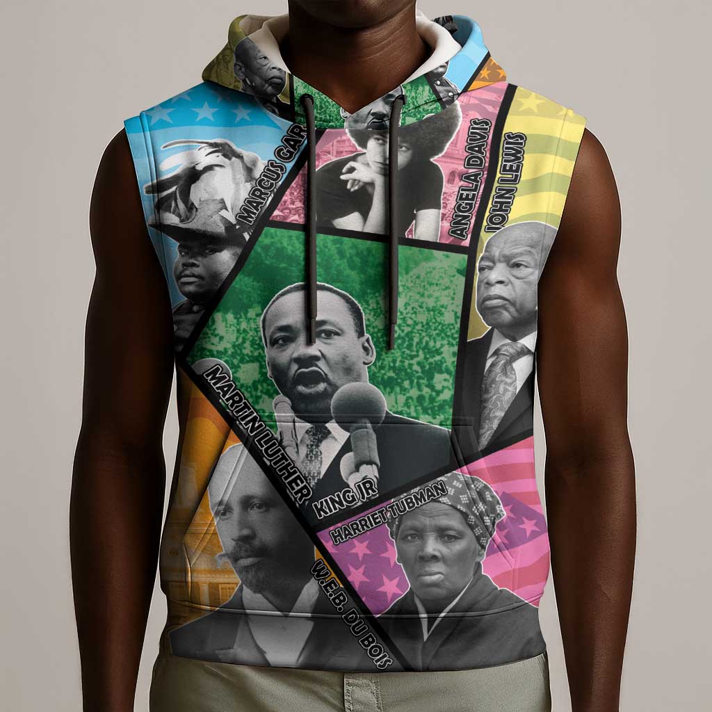 Civil Rights Leader Sleeveless Hoodie Black History Tribute - African Pride