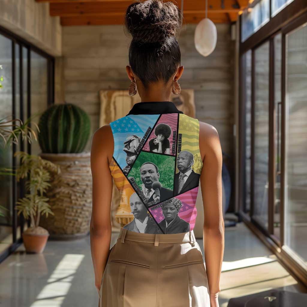 Civil Rights Leader Women Sleeveless Polo Shirt Black History Tribute - African Pride
