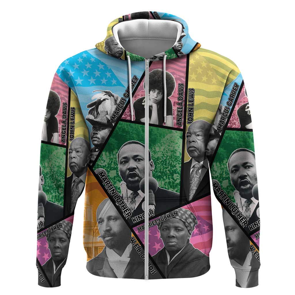 Civil Rights Leader Zip Hoodie Black History Tribute - African Pride