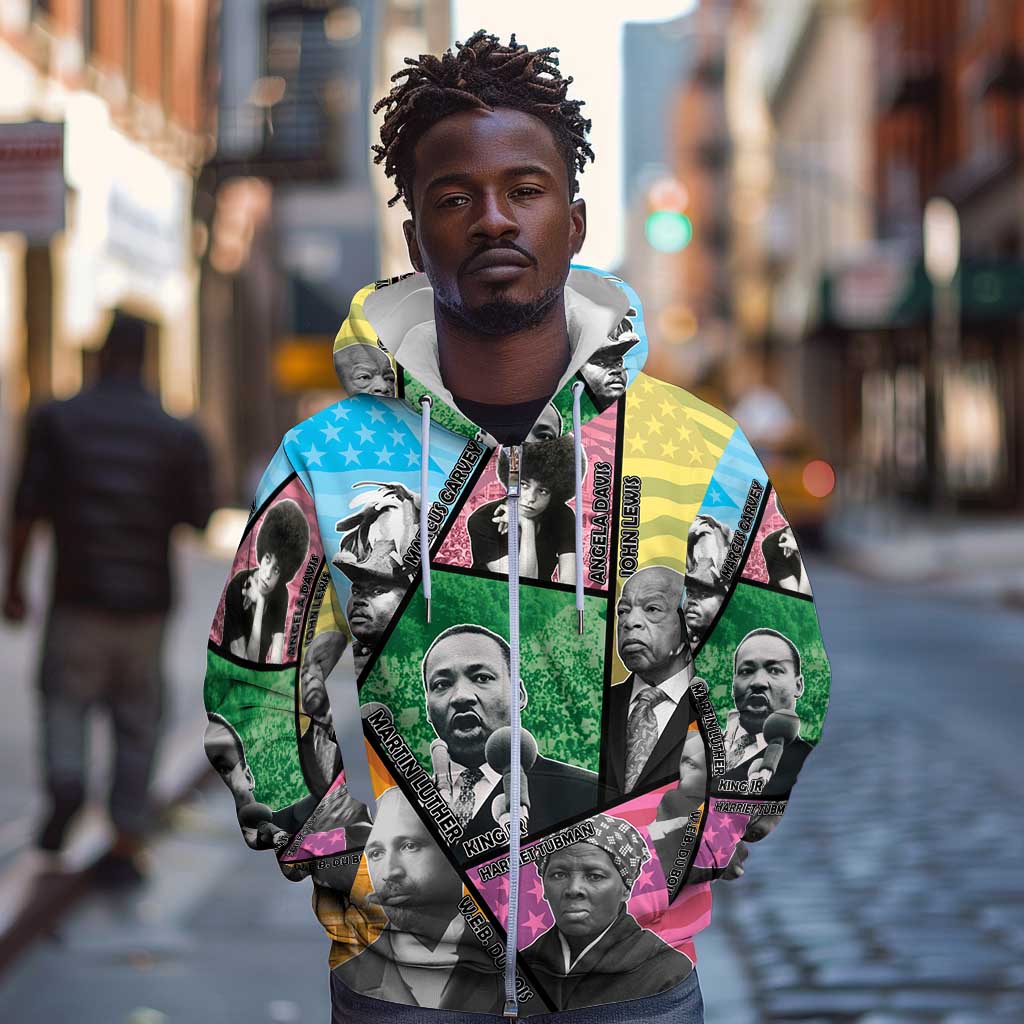 Civil Rights Leader Zip Hoodie Black History Tribute - African Pride