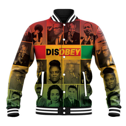 Disobey Freedom Fighters Baseball Jacket African American Heroes - African Pride