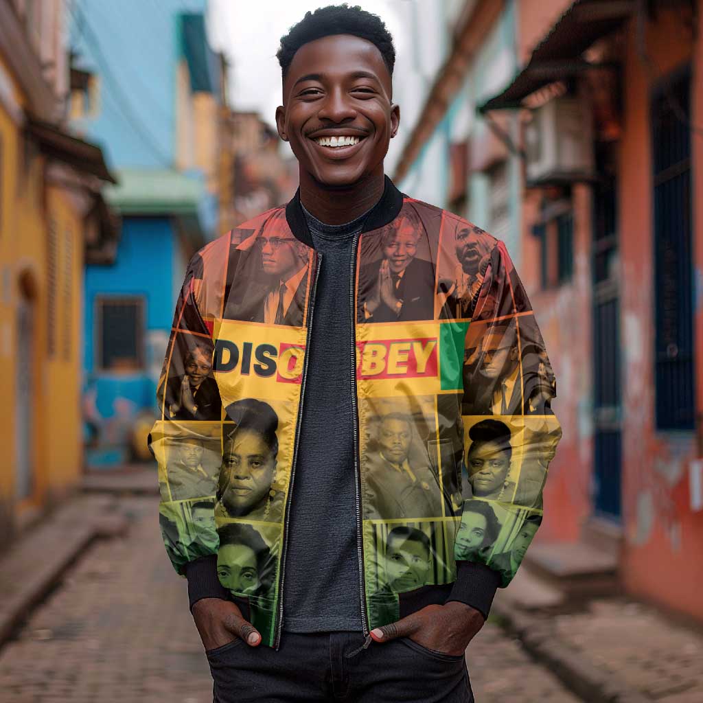 Disobey Freedom Fighters Bomber Jacket African American Heroes - African Pride