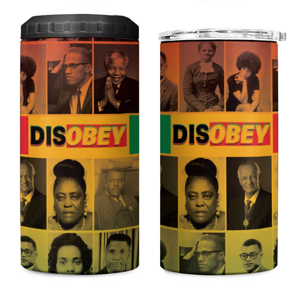 Disobey Freedom Fighters 4 in 1 Can Cooler Tumbler African American Heroes - African Pride