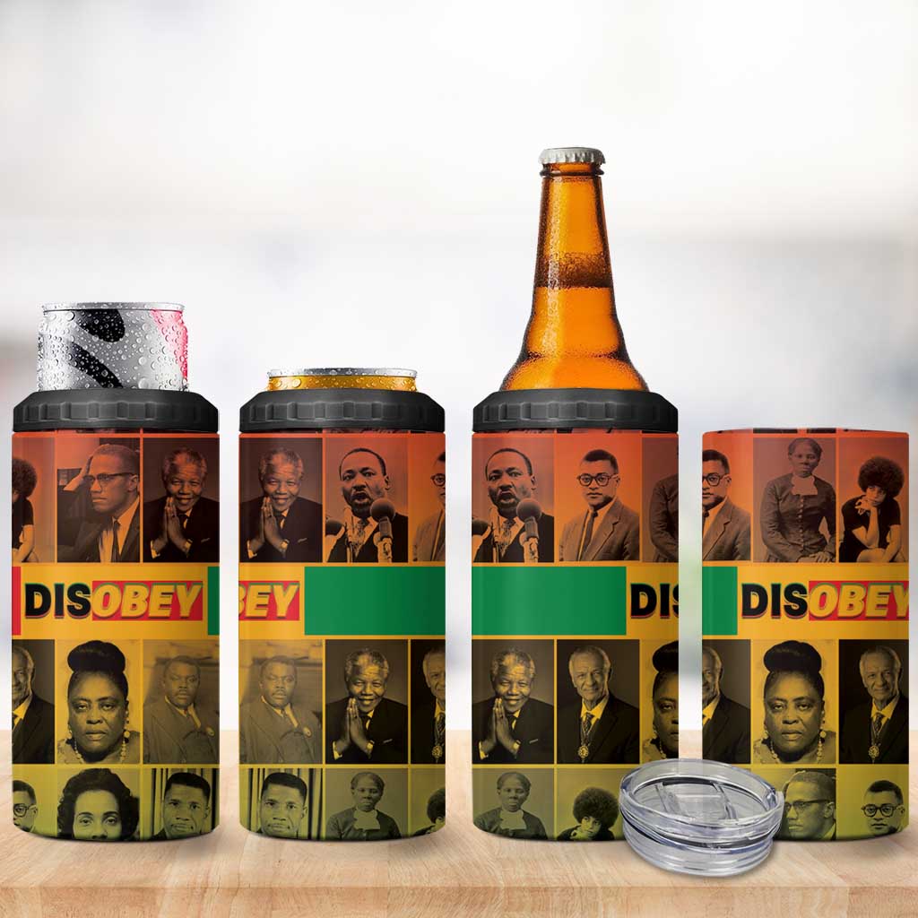 Disobey Freedom Fighters 4 in 1 Can Cooler Tumbler African American Heroes - African Pride