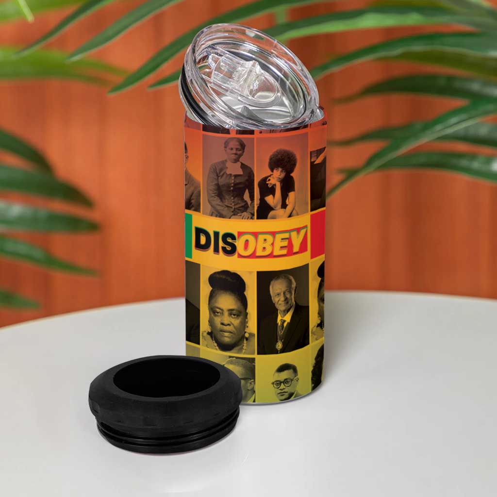 Disobey Freedom Fighters 4 in 1 Can Cooler Tumbler African American Heroes - African Pride