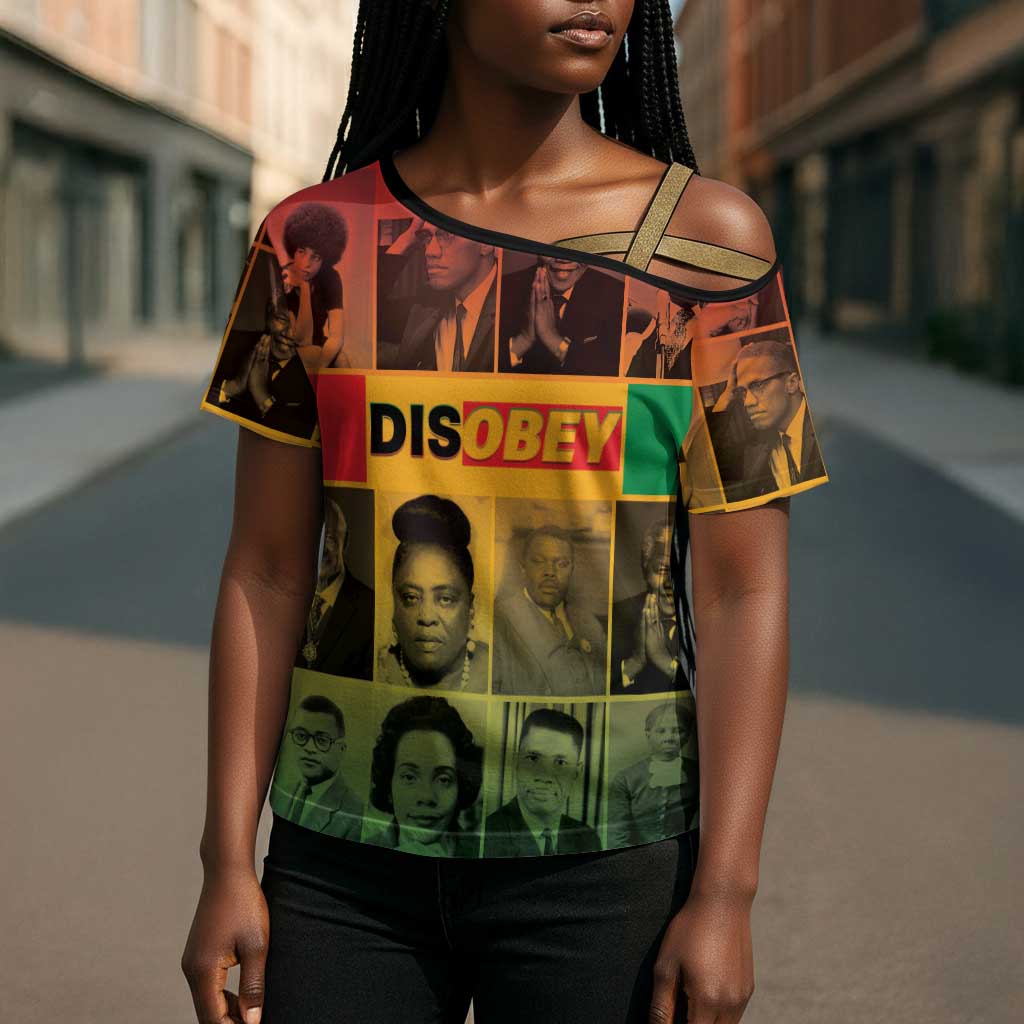 Disobey Black History Tribute Cross Shoulder Shirt Honoring the Civil Rights Legacy