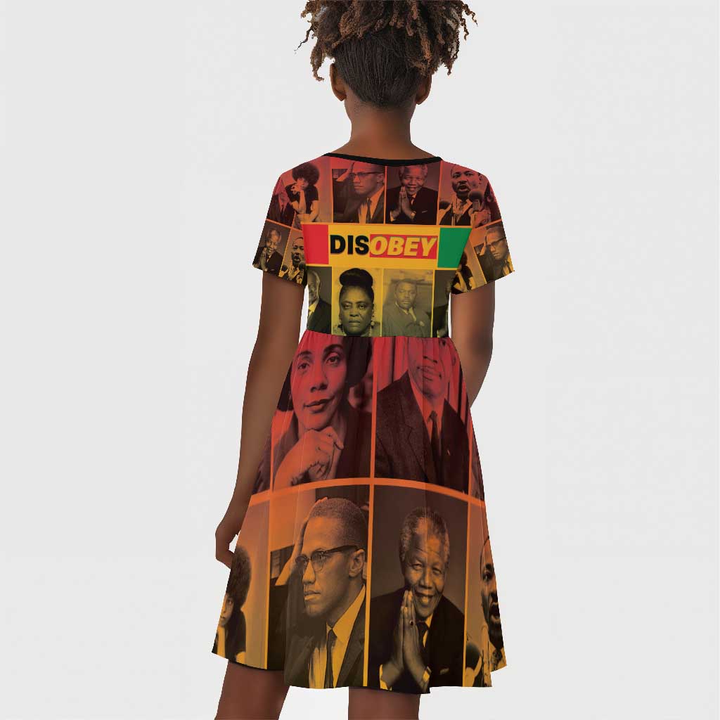 Disobey Freedom Fighters Kid Short Sleeve Dress African American Heroes - African Pride
