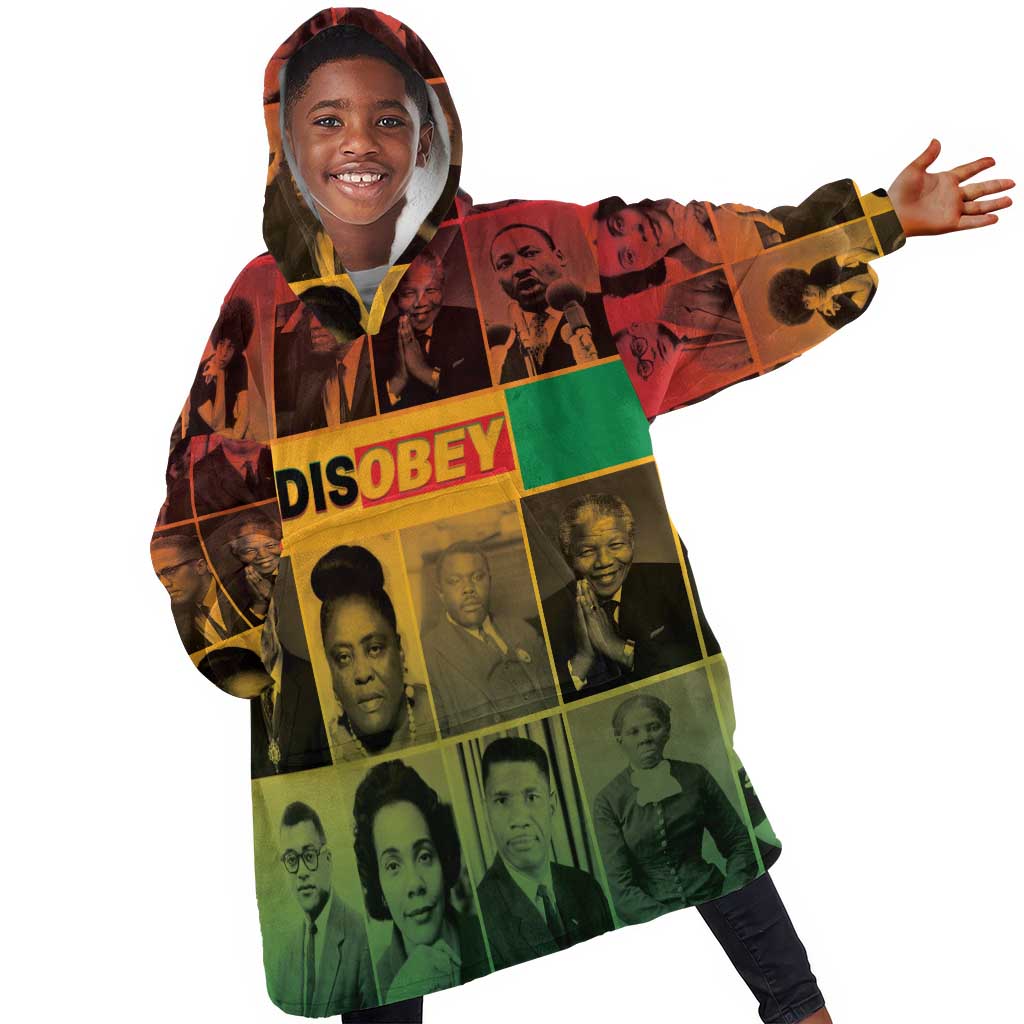 Disobey Freedom Fighters Kid Wearable Blanket Hoodie African American Heroes - African Pride