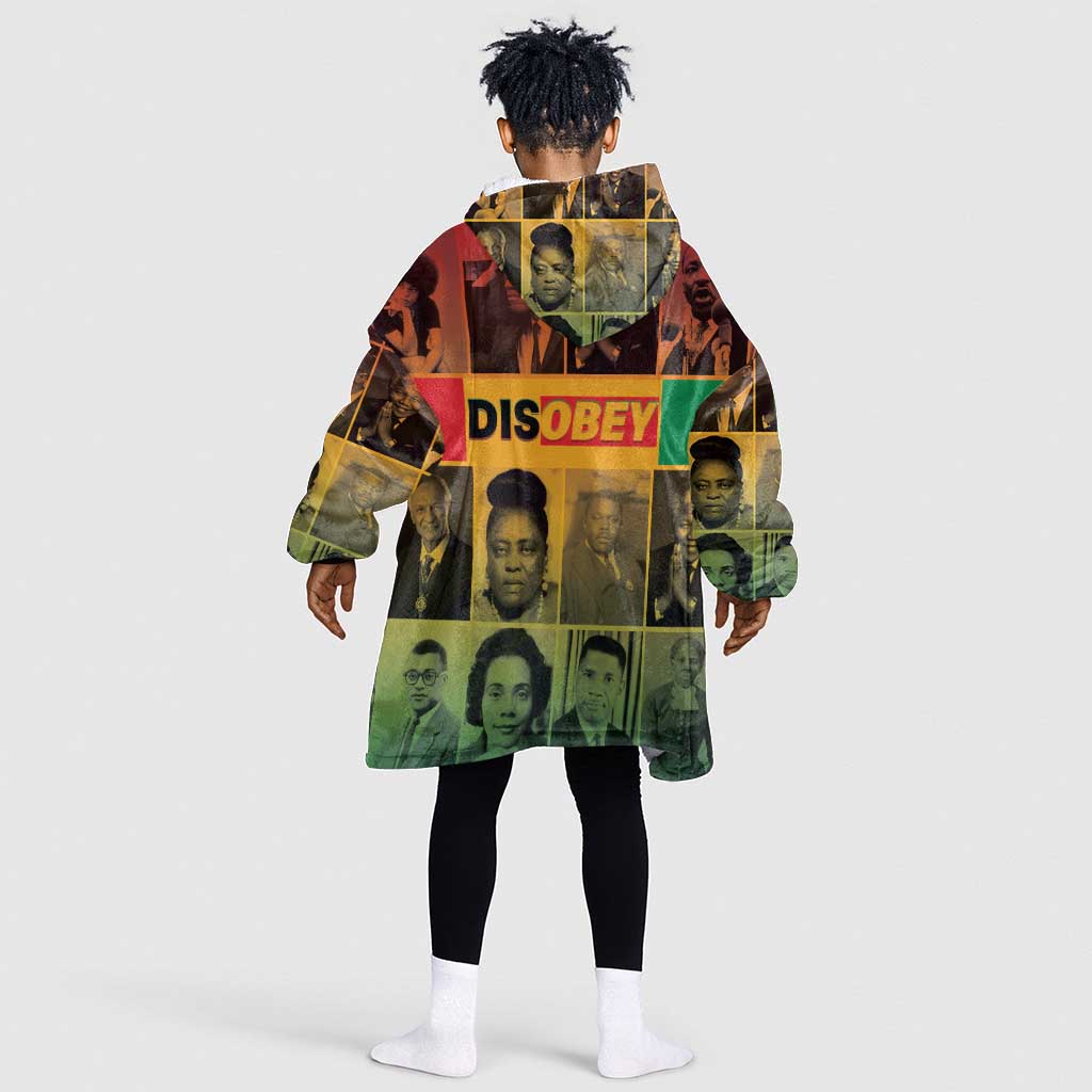 Disobey Freedom Fighters Kid Wearable Blanket Hoodie African American Heroes - African Pride