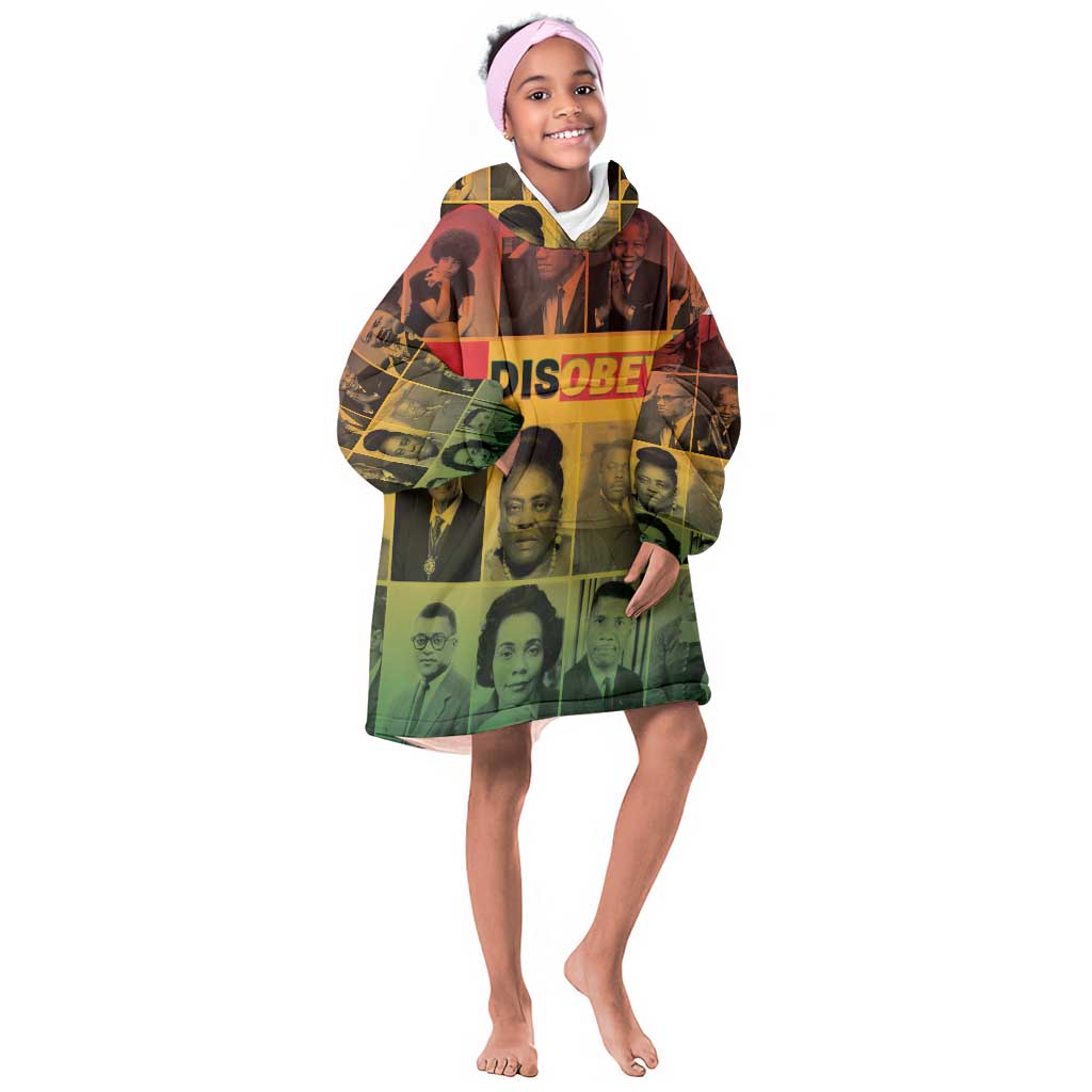Disobey Freedom Fighters Kid Wearable Blanket Hoodie African American Heroes - African Pride