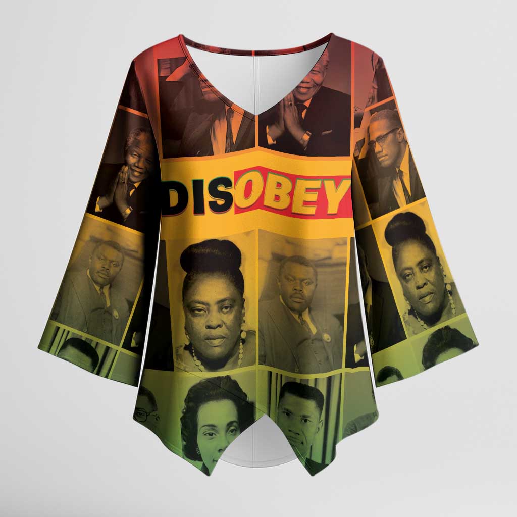 Disobey Black History Tribute Kimono Sleeve Blouse Honoring the Civil Rights Legacy