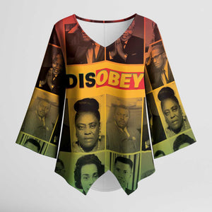 Disobey Black History Tribute Kimono Sleeve Blouse Honoring the Civil Rights Legacy