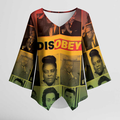 Disobey Black History Tribute Kimono Sleeve Blouse Honoring the Civil Rights Legacy