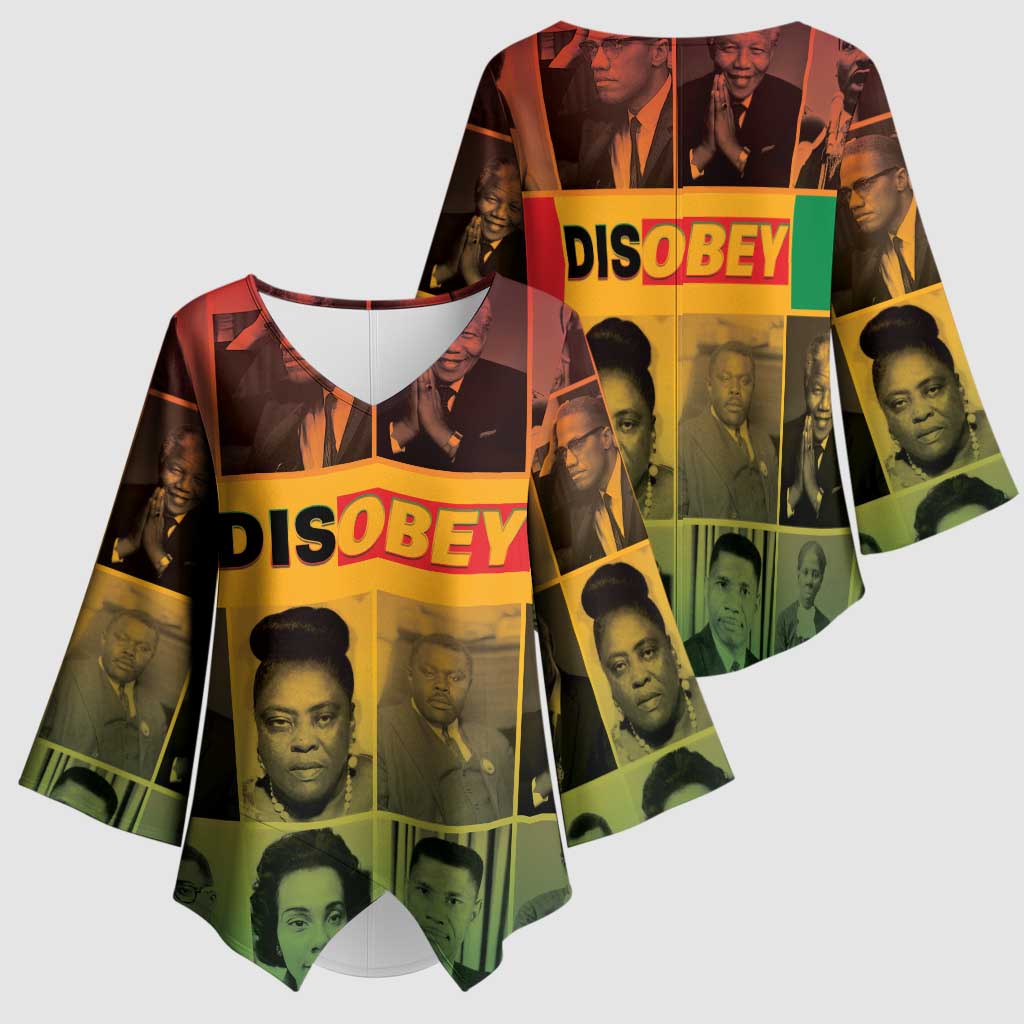 Disobey Black History Tribute Kimono Sleeve Blouse Honoring the Civil Rights Legacy