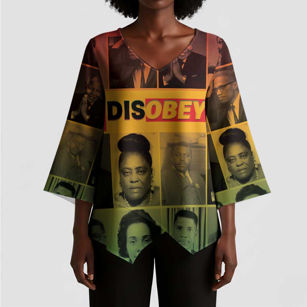 Disobey Black History Tribute Kimono Sleeve Blouse Honoring the Civil Rights Legacy