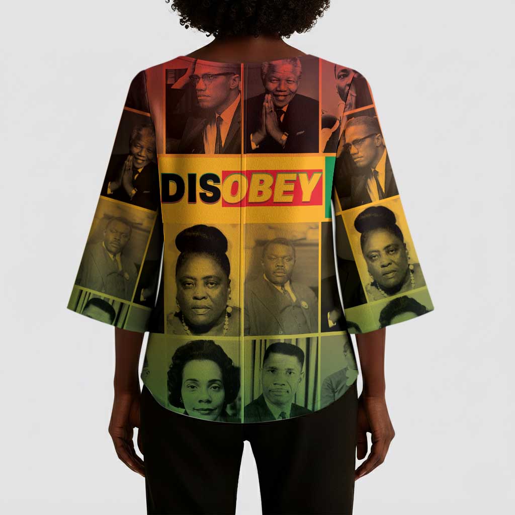 Disobey Black History Tribute Kimono Sleeve Blouse Honoring the Civil Rights Legacy