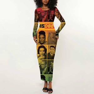 Disobey Freedom Fighters Long Sleeve Bodycon Dress African American Heroes - African Pride