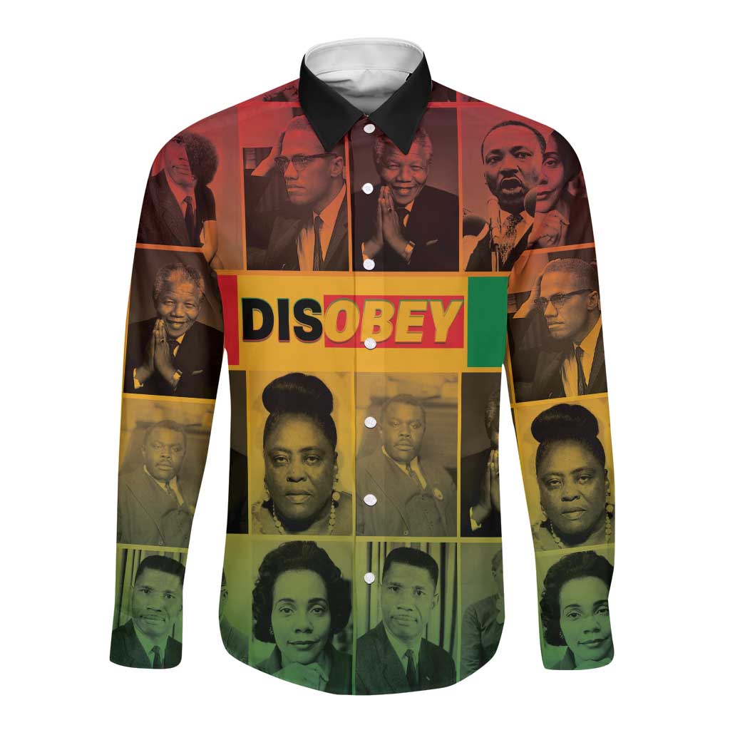 Disobey Freedom Fighters Long Sleeve Button Shirt African American Heroes - African Pride