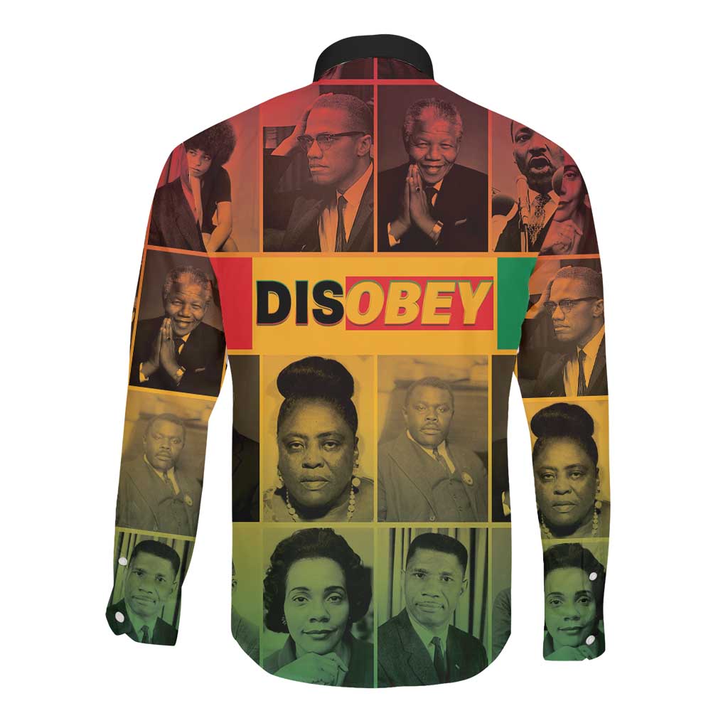 Disobey Freedom Fighters Long Sleeve Button Shirt African American Heroes - African Pride