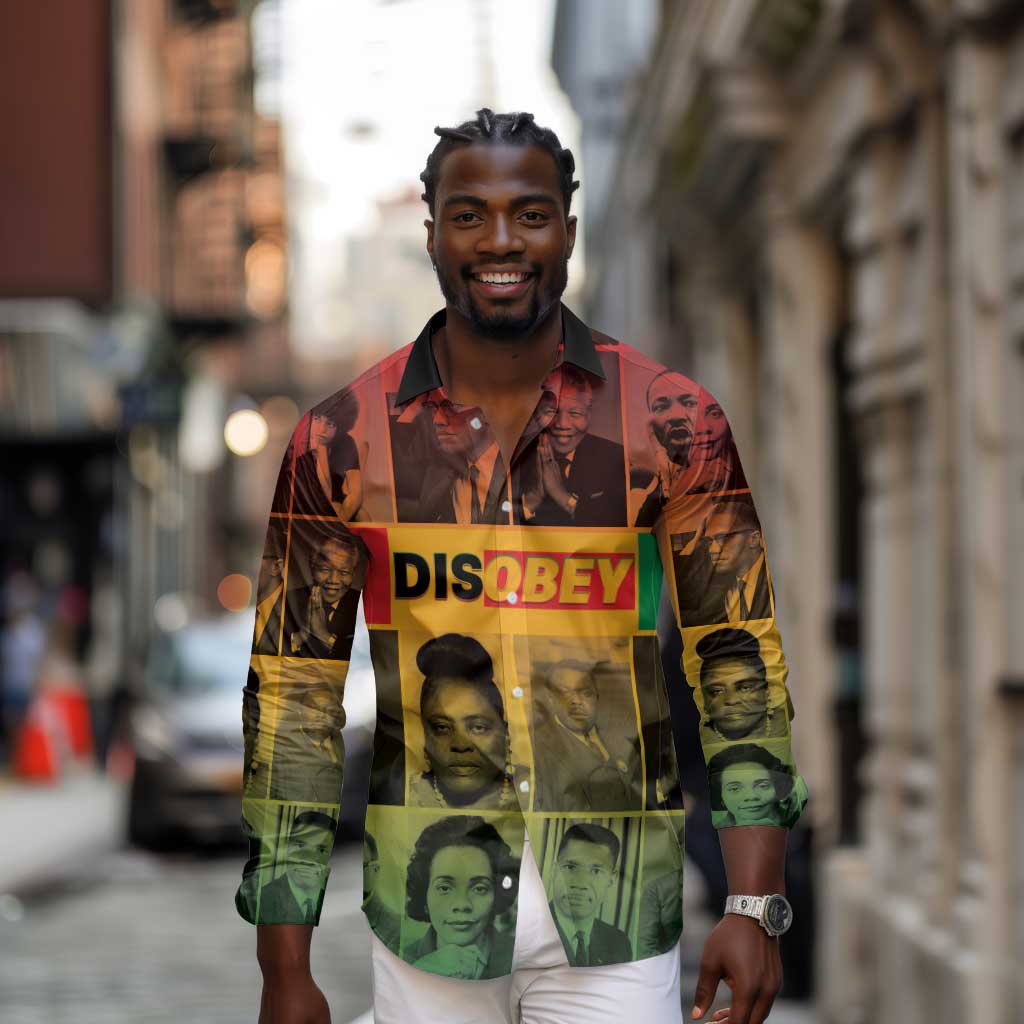 Disobey Freedom Fighters Long Sleeve Button Shirt African American Heroes - African Pride