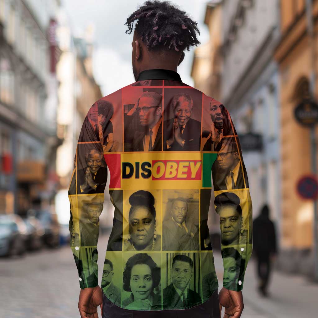 Disobey Freedom Fighters Long Sleeve Button Shirt African American Heroes - African Pride