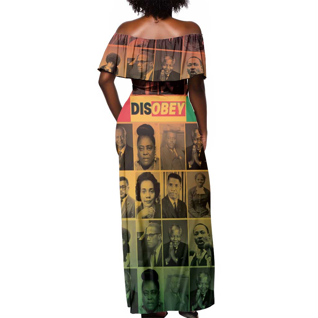 Disobey Freedom Fighters Off Shoulder Maxi Dress African American Heroes - African Pride