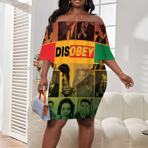 Disobey Freedom Fighters Off Shoulder Short Dress African American Heroes - African Pride