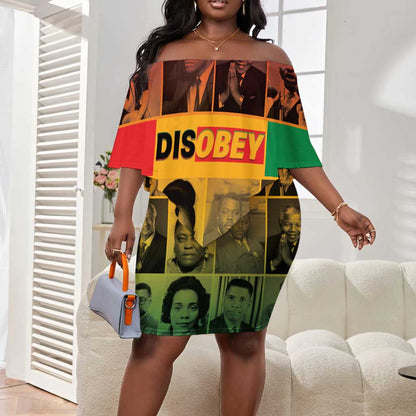 Disobey Freedom Fighters Off Shoulder Short Dress African American Heroes - African Pride