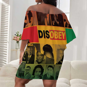 Disobey Freedom Fighters Off Shoulder Short Dress African American Heroes - African Pride