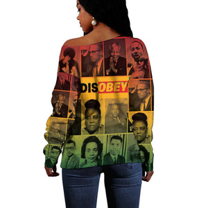 Disobey Freedom Fighters Off Shoulder Sweater African American Heroes - African Pride