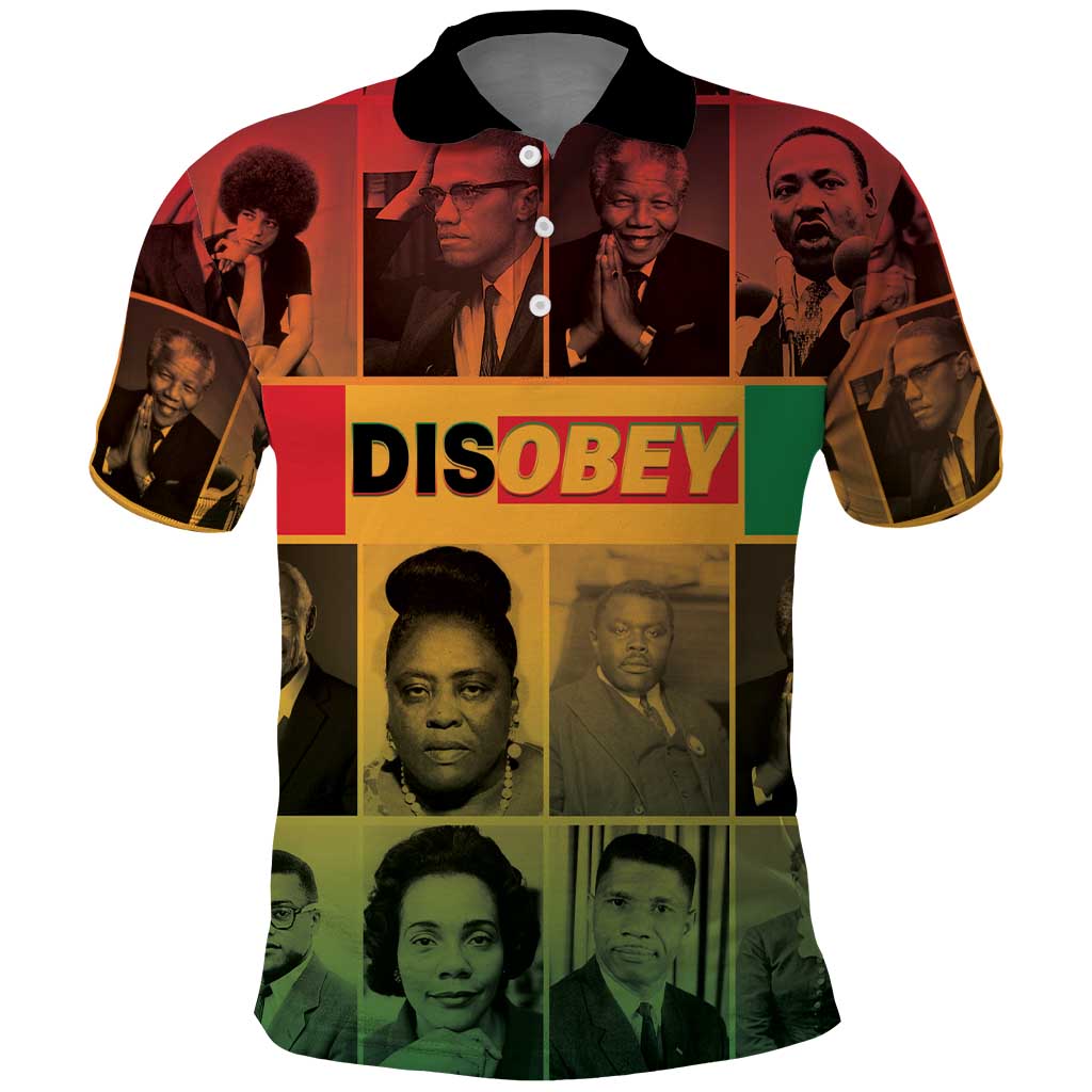 Disobey Freedom Fighters Polo Shirt African American Heroes - African Pride