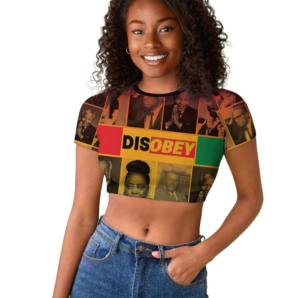 Disobey Freedom Fighters Raglan Cropped T shirt African American Heroes - African Pride