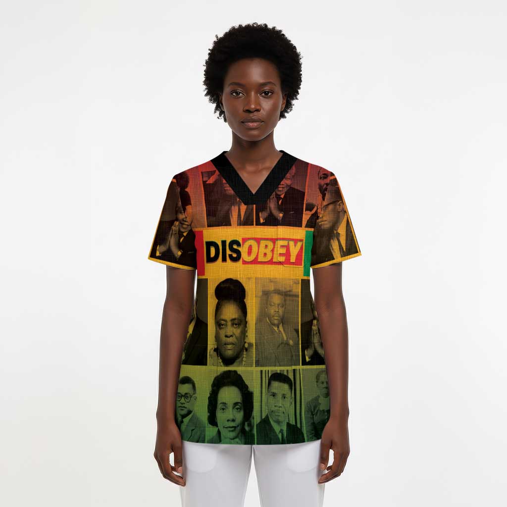 Disobey Freedom Fighters Scrub Top African American Heroes - African Pride