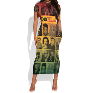 Disobey Freedom Fighters Short Sleeve Bodycon Dress African American Heroes - African Pride