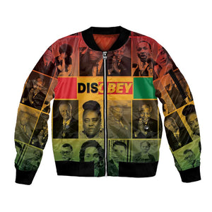 Disobey Freedom Fighters Sleeve Zip Bomber Jacket African American Heroes - African Pride