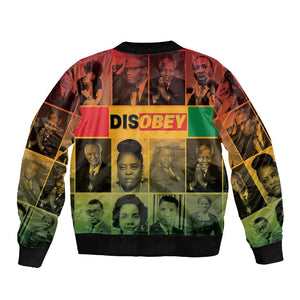 Disobey Freedom Fighters Sleeve Zip Bomber Jacket African American Heroes - African Pride