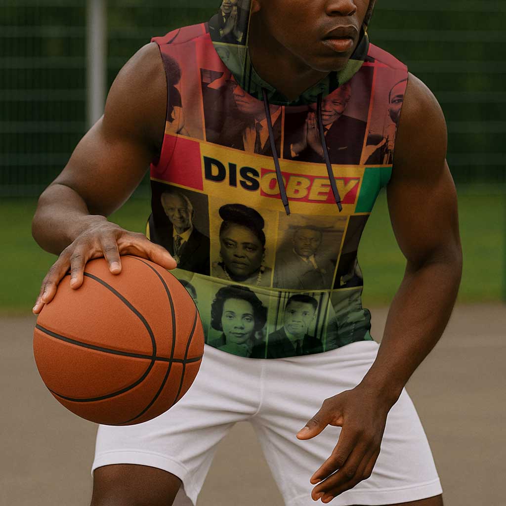 Disobey Freedom Fighters Sleeveless Hoodie African American Heroes - African Pride