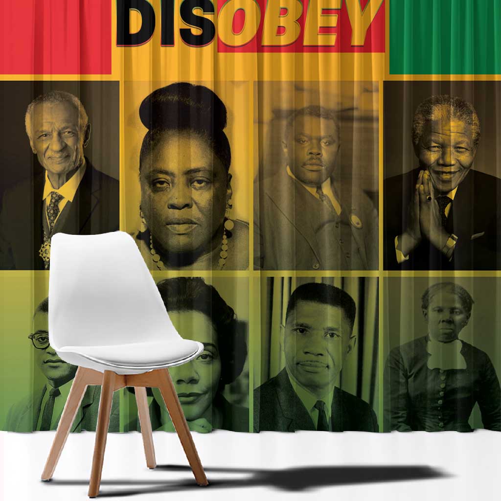 Disobey Freedom Fighters Window Curtain African American Heroes - African Pride