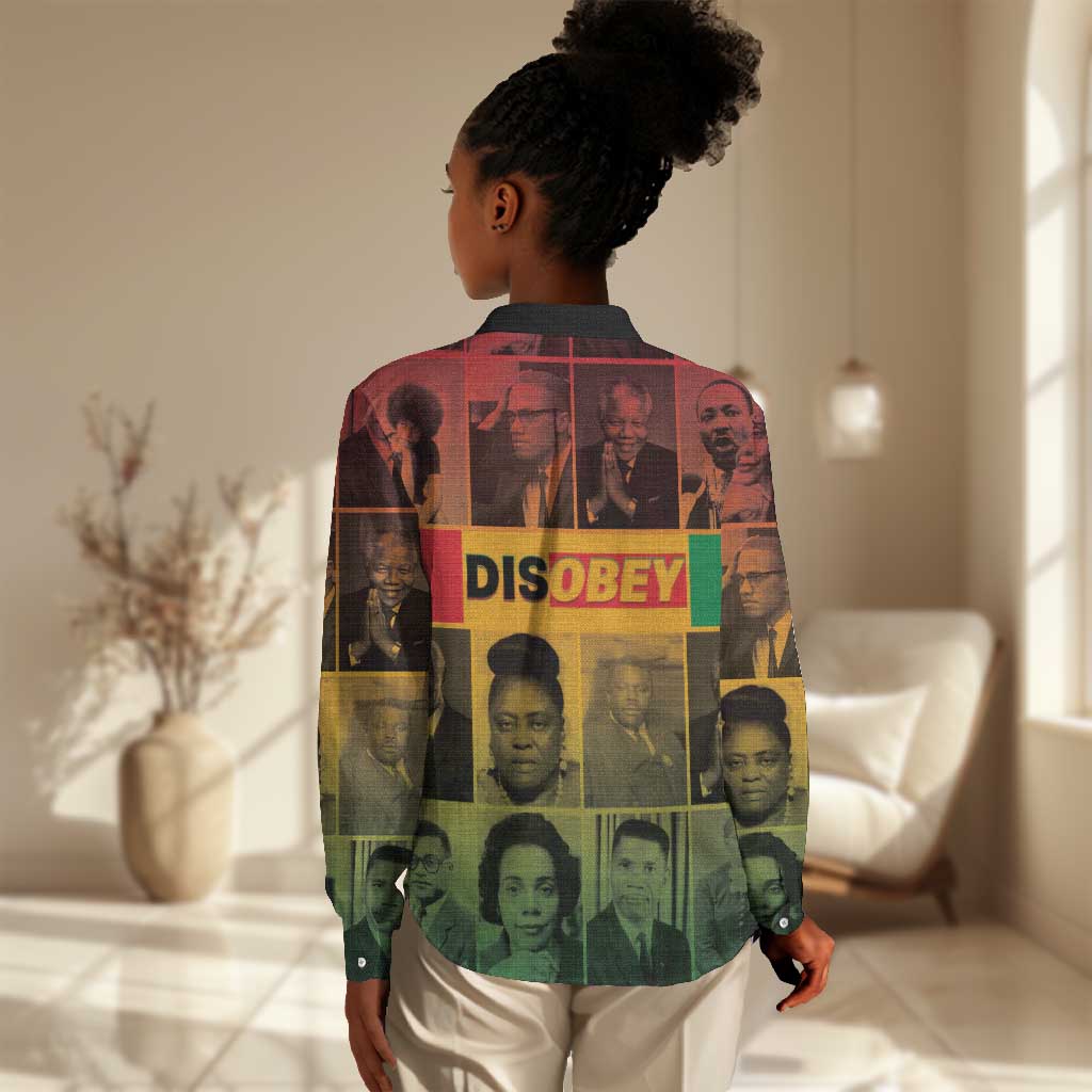 Disobey Freedom Fighters Women Casual Shirt African American Heroes - African Pride