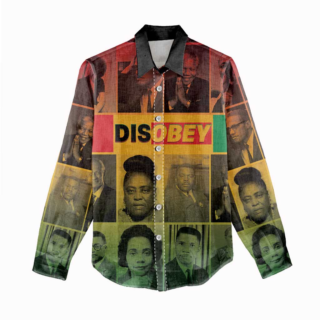 Disobey Freedom Fighters Women Casual Shirt African American Heroes - African Pride