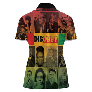 Disobey Freedom Fighters Women Polo Shirt African American Heroes - African Pride