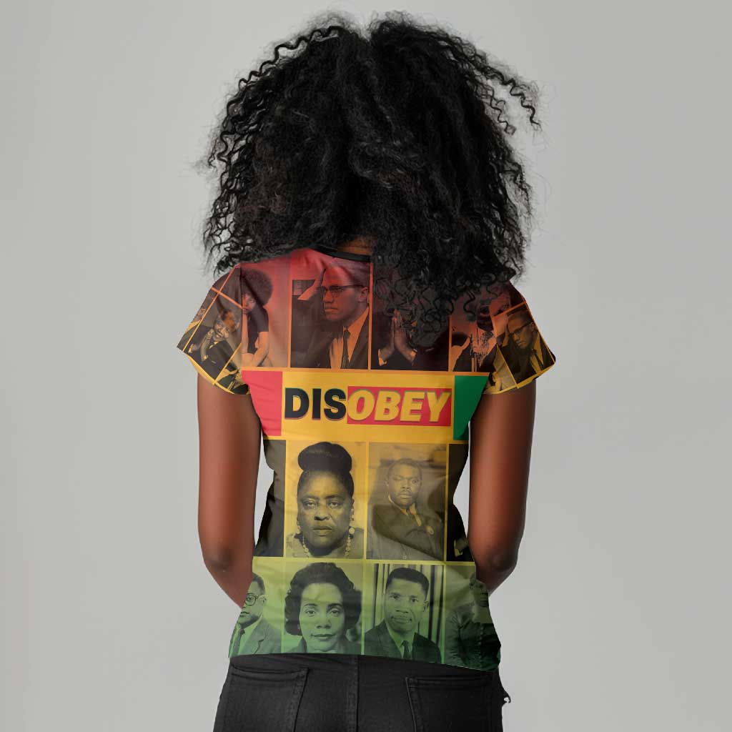 Disobey Freedom Fighters Women V-Neck T-Shirt African American Heroes - African Pride