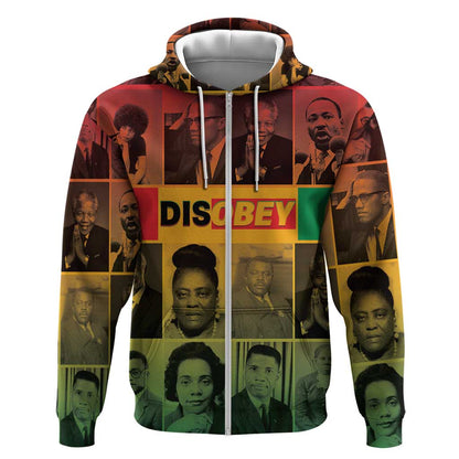 Disobey Freedom Fighters Zip Hoodie African American Heroes - African Pride